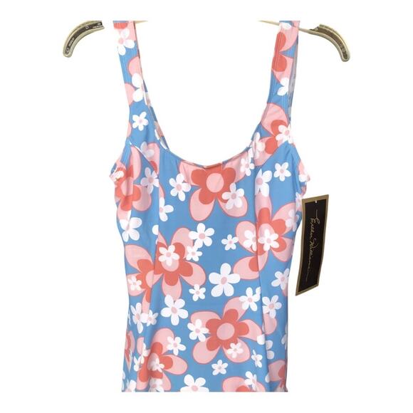 Esther Williams NWT Retro Chic Let Fun Bloom One Piece Swim Dress Shorts Size 12 - Picture 3 of 13